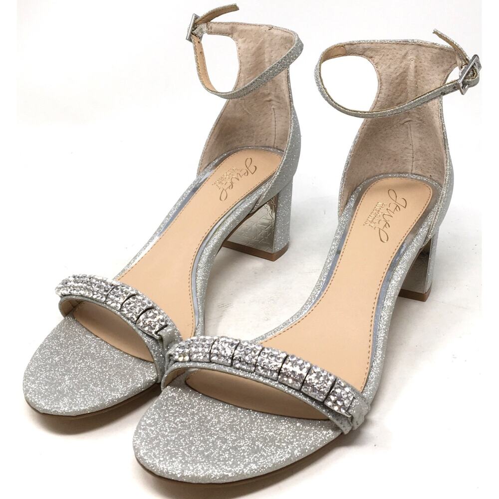 Jewel Badgley Mischka Charlee Women's Size 8 Rhinestone Block Heel Sandals - Picture 3 of 7